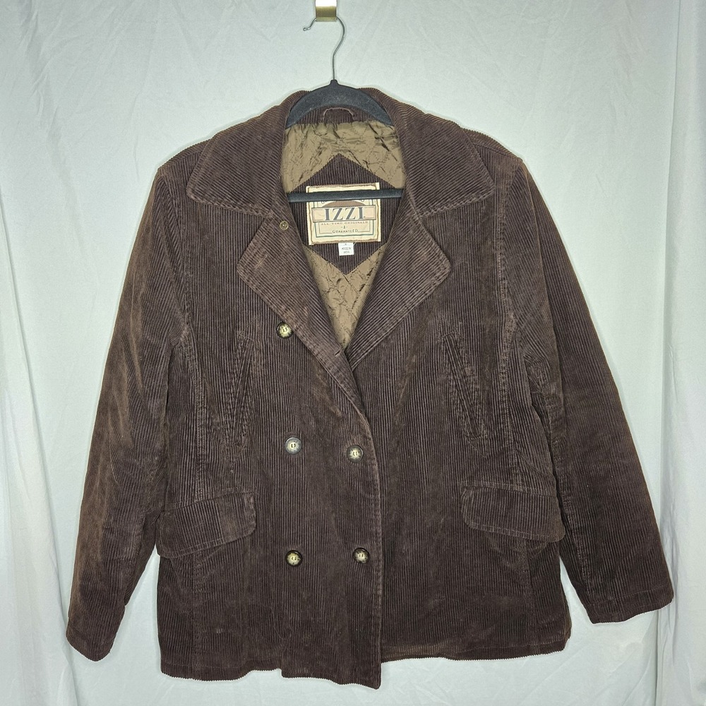 Vintage IZZI Corduroy Genuine Rugged Coat Brown‎ Women's 17 Grunge Boho College